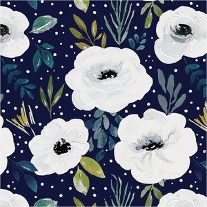 Peel and Stick Floral Wallpaper Home Decor Removable Navy/White/Blue